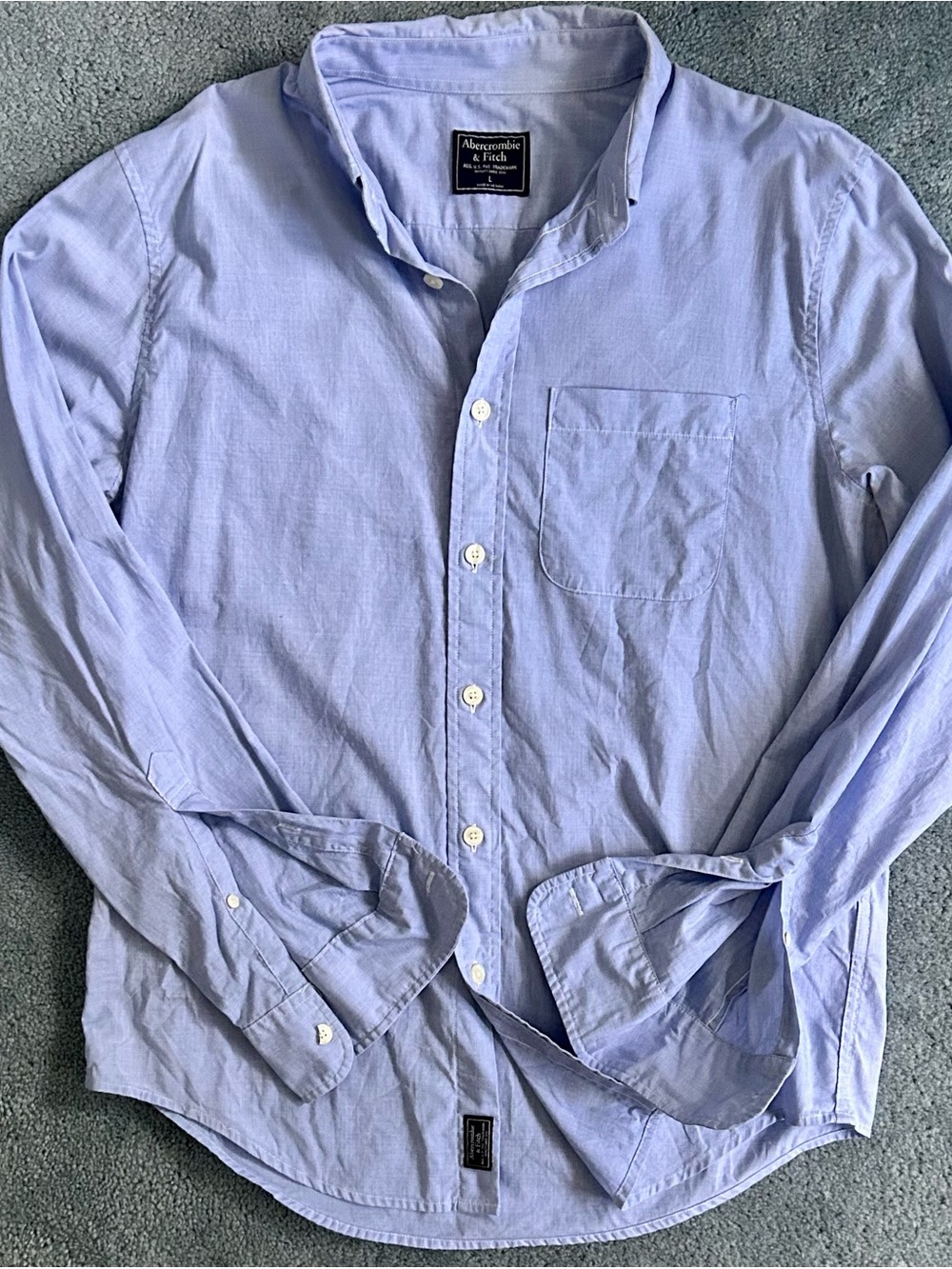 Abercrombie & Fitch Classic Poplin Button-Down Shirt - Large - Blue